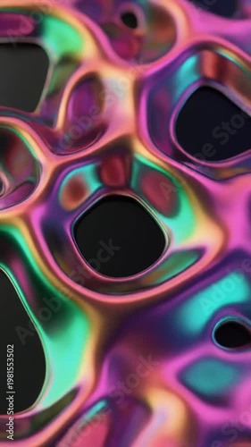 Colorful abstract liquid metal surface with iridescent sheen