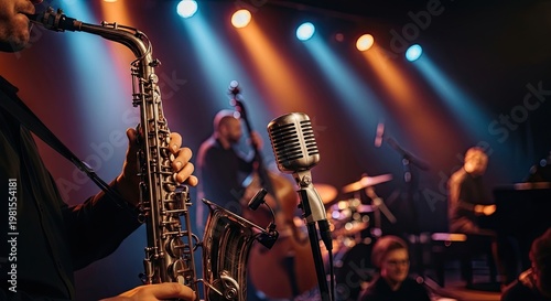 Celebrating international jazz day a saxophone performance under stage lights