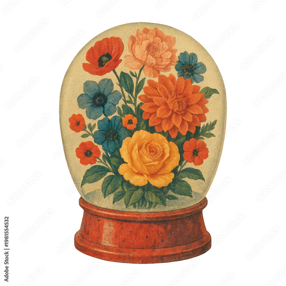 Fototapeta premium PNG Vintage floral globe illustration