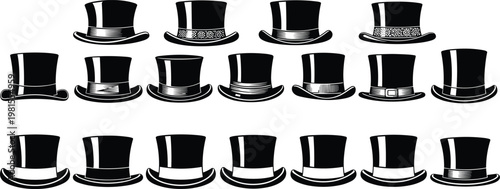 Here is the SEO-optimized content for your top hat illustration set, specifically designed for Adobe Stock.