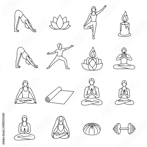 Simple Yoga and Fitness Icons