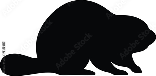 Beaver silhouette in side profile view for wildlife conservation and nature themed graphic design projects