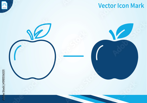 Apple icon vector mark with outline and filled version.