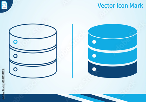 Server database vector icon mark illustration with outline and solid.