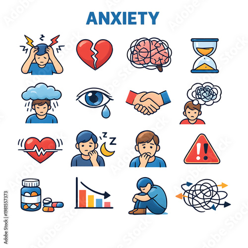 Anxiety Concept Illustration, Mental Health Stress and Nervous Emotion Vector