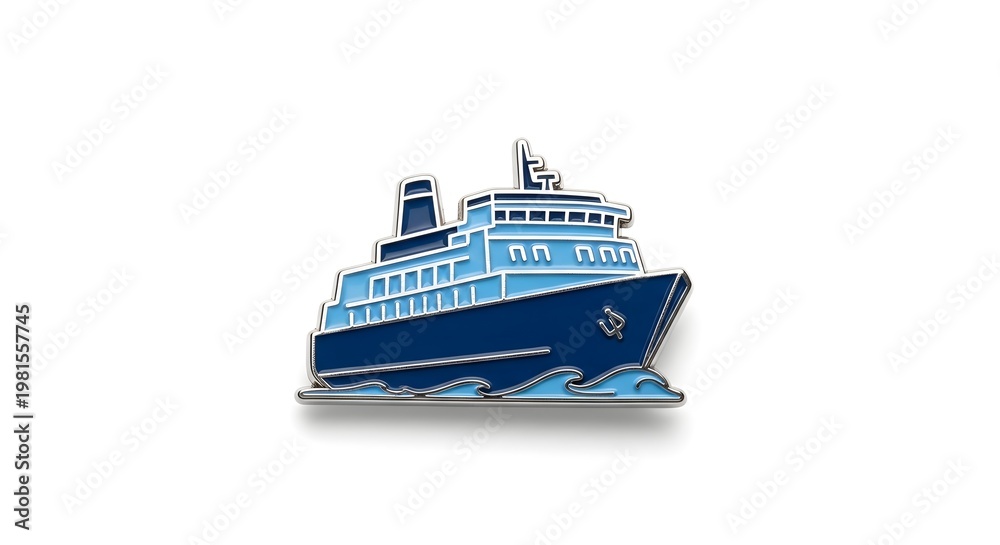Fototapeta premium Large modern cruise ship sailing through calm ocean waters under clear blue sky for travel and leisure industry use