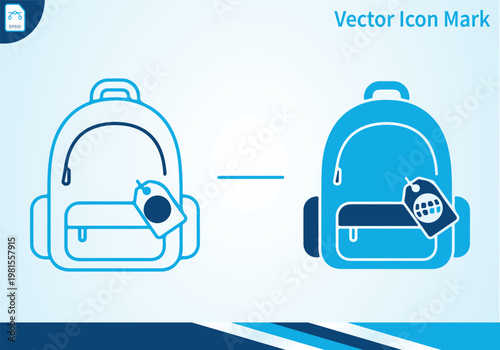 Backpack outline and filled icon.