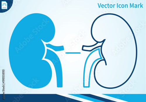 Kidney icons outline and filled blue.