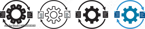 Project report and documentation icons, creative graphics for project planning, auditing, and document flow.