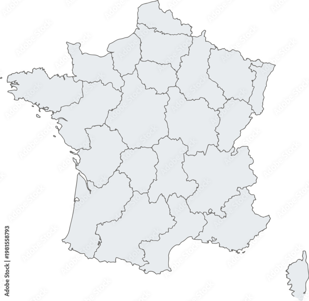 Fototapeta premium Map of France with regional divisions