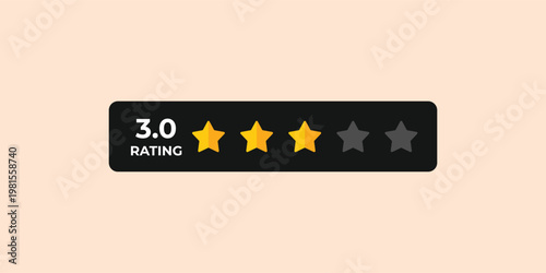 Rating shown as 3.0 out of 5 stars. Three stars glow gold, indicating moderate approval. Gray stars remain empty, suggesting room for improvement