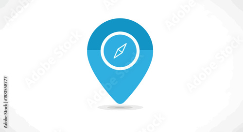 Location Pin Icon with Compass Inside, Navigation and Travel Concept