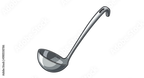 Stainless Steel Soup Ladle Isolated on White Background
