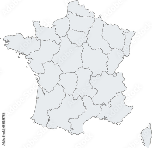 Map of France with regional divisions