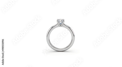 Elegant Diamond Engagement Ring - White Gold Solitaire Ring with Accents