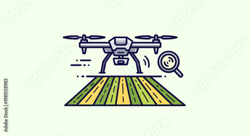 Drone surveying agricultural field for smart farming and precision agriculture technology
