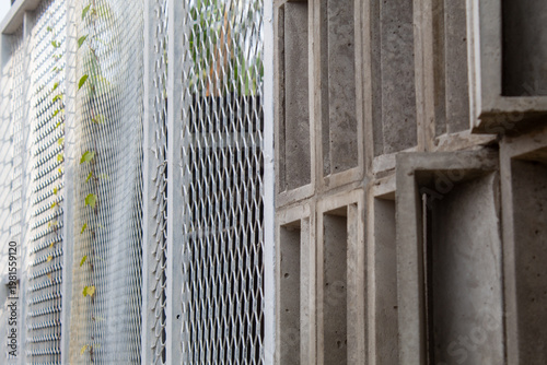 Metal Mesh and Concrete Wall Detail