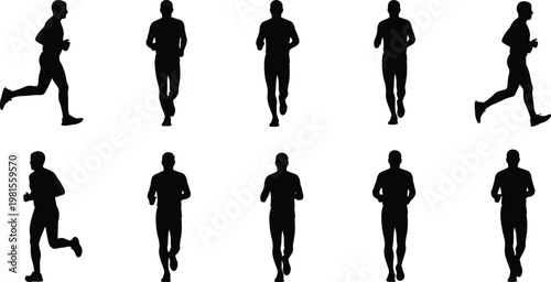 Runner silhouette sequence with white background silhouette sequence exercise activity movement athletic sprinter