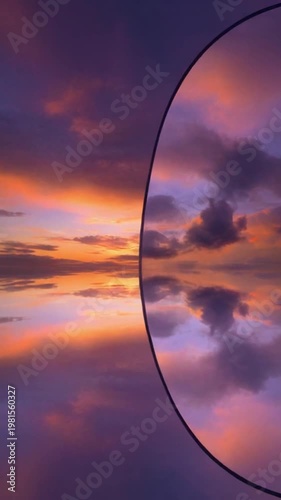 Wallpaper Mural A serene sunset view through a circular window at dusk Torontodigital.ca