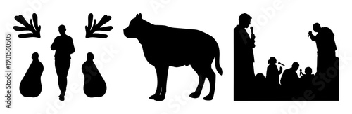 Human liver organ set with detailed anatomy featuring silhouette, internal organs, and digestive system with medical and healthcare themes