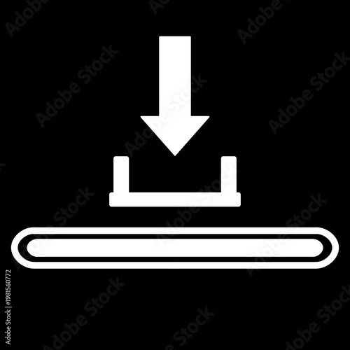 Fotografía White outline arrow pointing down with loading bar symbolizing file transfer pro