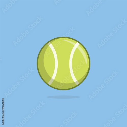 Bright yellow tennis ball floats mid-air. Soft shadows hint at motion and light. Simple blue background draws focus. Ideal for sports, games, or activity themes. Clean design suits digital
