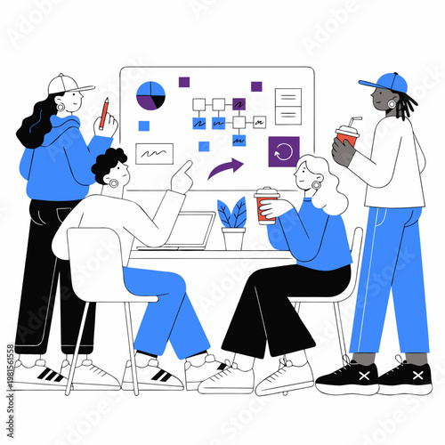 Startup Brainstorming Meeting Illustration