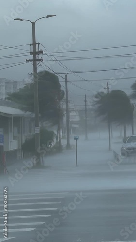 Wallpaper Mural Hurricane hits coastal town street with heavy rain Torontodigital.ca