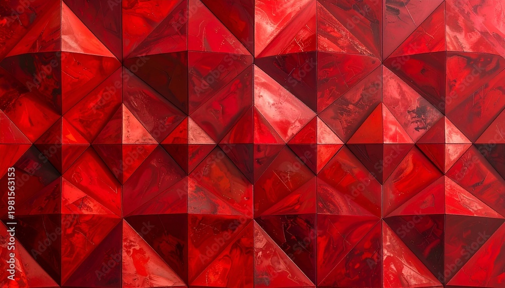 Obraz premium Geometric abstract pattern with deep red textured facets