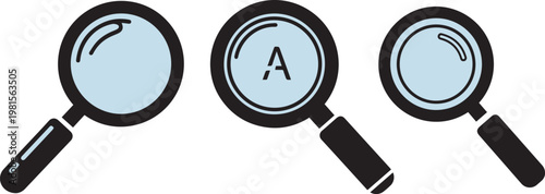 Magnifying glass icons for search and accessibility options eps 10