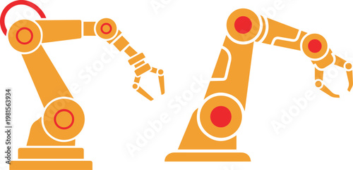 Robotic arm icons for industrial automation and technology eps 10