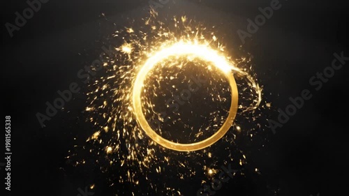 Wallpaper Mural Glowing gold ring with sparks on dark background Torontodigital.ca