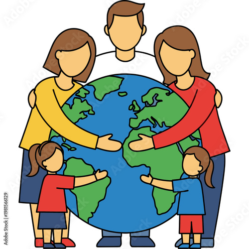 Family holds the Earth together with love and care on a global day