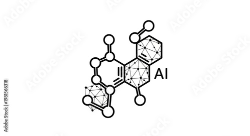 AI Molecular Structure with Network Connections, Futuristic Science and Technology Concept