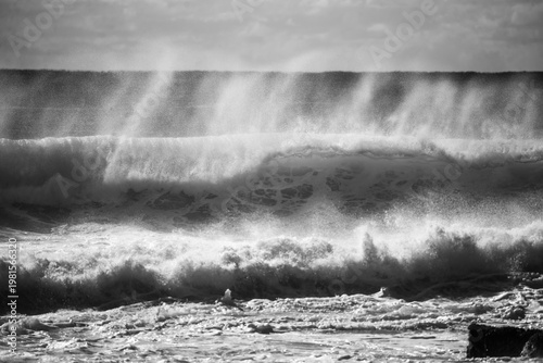 big waves breaking close up
