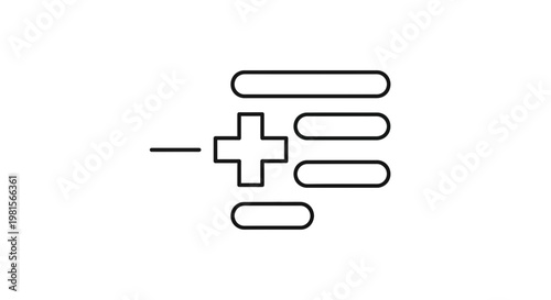 Calculator Icons: Plus, Minus, and List Symbols on White Background