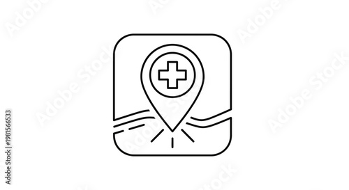 Medical Location Pin Icon: Healthcare Navigation and GPS Marker for Hospitals and Clinics