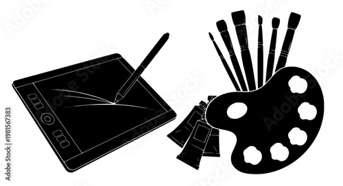 Digital & Traditional Art Vector – Creative Tools Mix