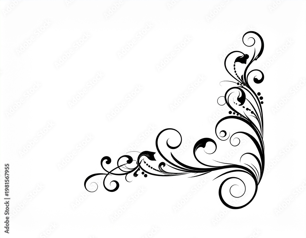 Fototapeta premium Decorative Black Floral Corner Motif