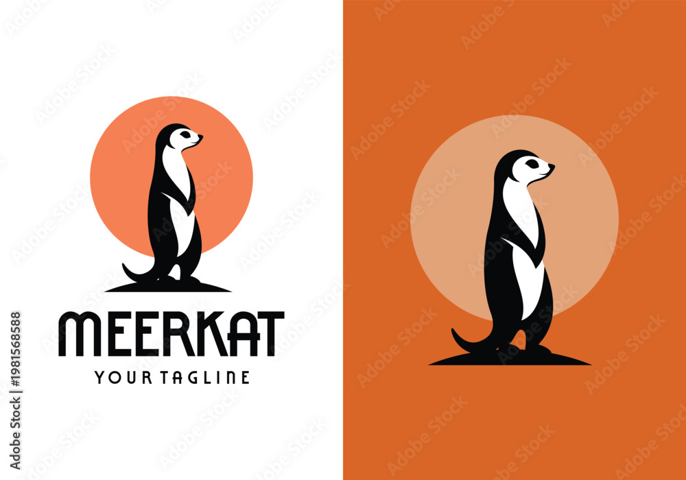 Obraz premium Meerkat Animal Silhouette Minimalist Modern Brand Logo Vector Illustration
