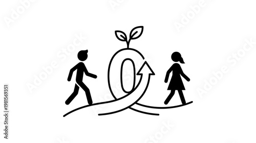 People and Growth Concept with Arrow and Plant