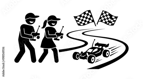 People Racing Remote Control Car on Track