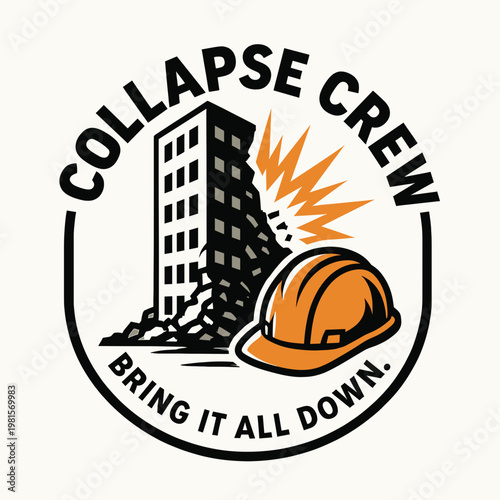 Building demolition with a hard hat symbolizing construction safety. Ideal for construction safety promotions, architecture blogs, and demolition service advertisements.