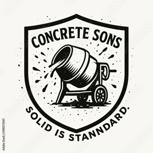 Concrete mixer logo ideal for branding industrial concrete services. Perfect for construction companies, contractors, and building material suppliers. Vibrant and professional.