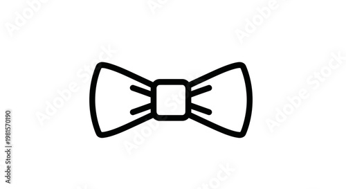 Minimalist bow tie icon, simple elegant accessory line art, formal wear symbol