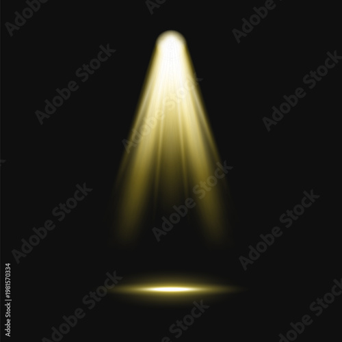 Golden spotlight on dark stage vector