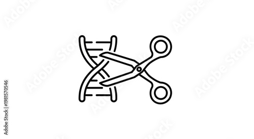 Gene Editing Concept: Scissors Cutting DNA Strand
