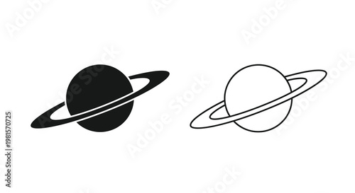 Two stylized depictions of saturn one dark and one light