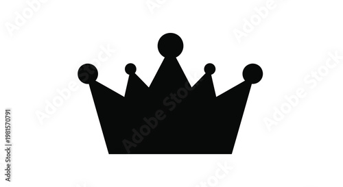 A simple black silhouette of a classic royal crown design