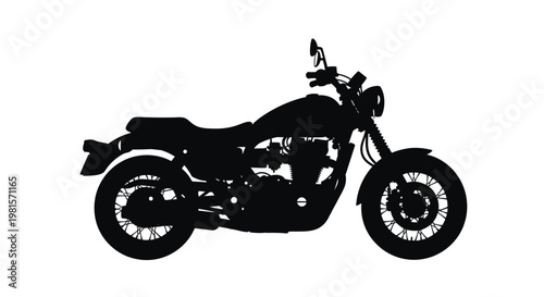 Sleek silhouette of a classic motorcycle against a white background